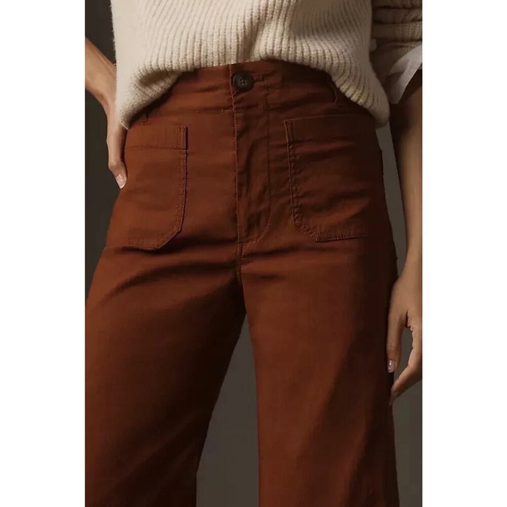 Anthropologie Maeve Colette High-Rise Wide-Leg Pants Magic Fabric Brown Size 29 - Picture 4 of 10